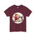 Cartoon of a grinning beginner drummer at a kit, seen from behind, with two mismatched furry animal legs, one fast rabbit foot on the bass pedal and one slow sloth foot on the hi-hat.