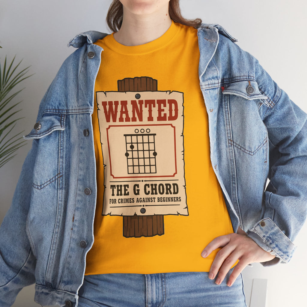 The G Chord, Wanted for Crimes Against Beginners: Funny Beginner Guitarist T-Shirt