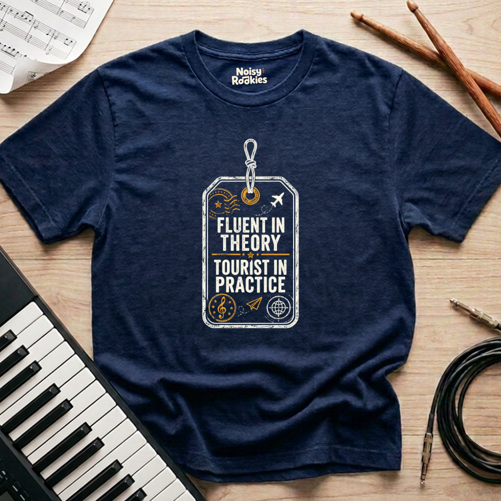Fluent in Theory, Tourist in Practice: Funny Beginner Musician T-Shirt