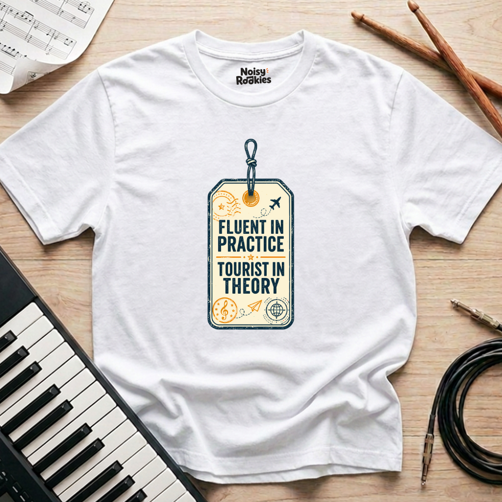 Fluent in Practice, Tourist in Theory: Funny Beginner Musician T-Shirt