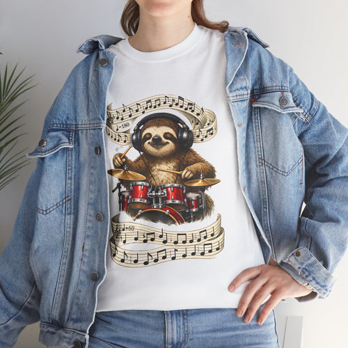 Happy Sloth Drummer: Funny Beginner Drummer T-Shirt